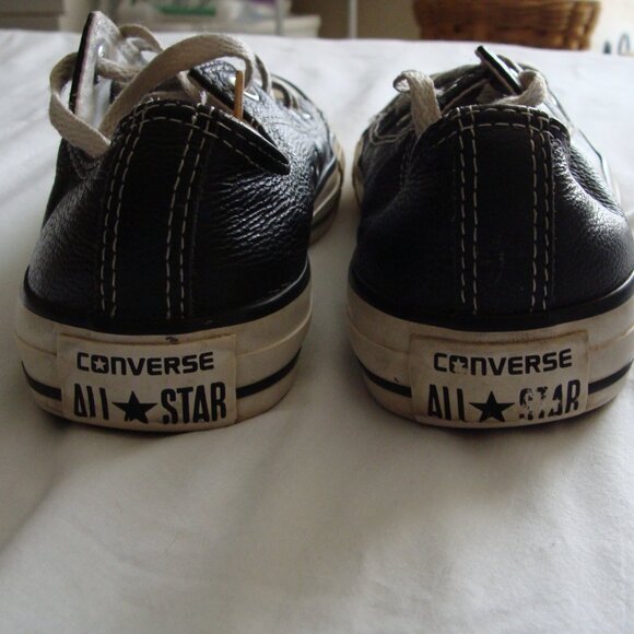 CONVERSE Black LEATHER Low Top TENNIS Shoes UNISEX Sz M4 W6 EUR 36.5 - Picture 6 of 8